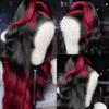 Burgundy 360 Lace Front Wigs Human Hair 200 Density Body Wave 1B/99J Ombre Lace Front Wig Pre Plucked Highlight Burgundy Wig Human Hair Glueless Wigs Human Hair Wigs for Women Full Lace Wig 24inch view 2