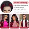 Burgundy 360 Lace Front Wigs Human Hair 200 Density Body Wave 1B/99J Ombre Lace Front Wig Pre Plucked Highlight Burgundy Wig Human Hair Glueless Wigs Human Hair Wigs for Women Full Lace Wig 24inch view 3