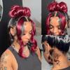 Burgundy 360 Lace Front Wigs Human Hair 200 Density Body Wave 1B/99J Ombre Lace Front Wig Pre Plucked Highlight Burgundy Wig Human Hair Glueless Wigs Human Hair Wigs for Women Full Lace Wig 24inch view 4