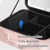 SXKJQER Travel Makeup Bag With Mirror, Makeup Organiser Bag With Adjustable Compartment Vanity Case Make Up Organiser Box With Lights 3 Color Modes,Magnetic High-definition 5x Magnifier view 2