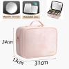 SXKJQER Travel Makeup Bag With Mirror, Makeup Organiser Bag With Adjustable Compartment Vanity Case Make Up Organiser Box With Lights 3 Color Modes,Magnetic High-definition 5x Magnifier view 3