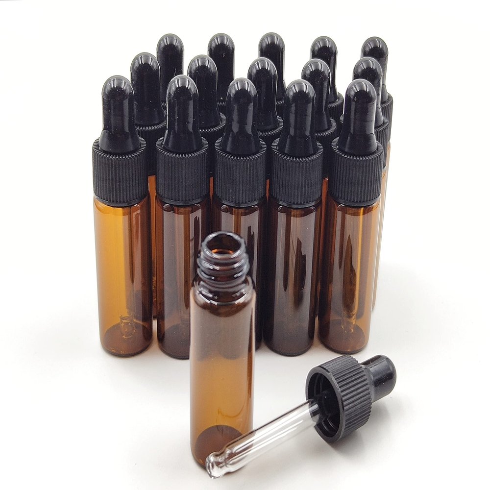 ZQDZYIE 15Pcs 5ml Amber Glass Mini Dropper Bottles