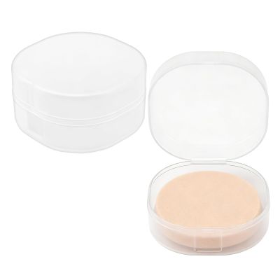 2 Pcs Portable Cotton Round Holder, Plastic Lightweight Cotton Round Dispenser, Sealed Makeup Sponge Holders, Small Transparent Cottons Pads Holder for Makeup Remover Cottons Balls Powder Small Items