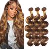 26 28 30 Inch P4/27 Highlight Blonde Bundles Human Hair Body Wave 3 Bundles Brazilian Remy Hair 50 Grams/Bundle 10A Grade Unprocessed Virgin Hairs Blonde Body Wave Bundle Weaves Extensions view 1