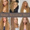 #27 Blonde Human Braiding Hair for Boho Braids Hair 34 34 34 Inch Boho Hair for Braiding Human Hair Unprocessed Brazilian Honey Blonde Deep Wave Bulk 3 Bundle Hair Extensions 50 Gram Per Bundle view 2