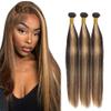 12 14 16 Inch P4/27 Highlight Blonde Bundles Human Hair Straight 3 Bundles Brazilian Remy Hair 50 Grams/Bundle 10A Grade Unprocessed Virgin Hairs Blonde Straight Bundle Weaves Extensions view 1