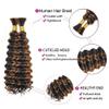 P4/30 Brown Human Braiding Hair for Boho Braids Hair 34 34 34 Inch Curly Boho Hair for Braiding Human Hair Unprocessed Brazilian Highlight Deep Wave Bulk 3 Bundle Hair Extensions 50 Gram Per Bundle view 3