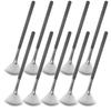 BEBEMOKO 10pcs Small Fan Makeup Brushes Black Silver Hair Powder Applicator Facial Esthetician Tools for Highlighter Blush and Acid Essence Application view 1