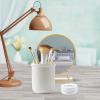 DIYEAH Empty Makeup Cream Jars 3pcs Set White round Double-layer Cosmetic Sub Bottles Aluminum Lids and Double-sided Tape for Travel and Cream Storage view 4