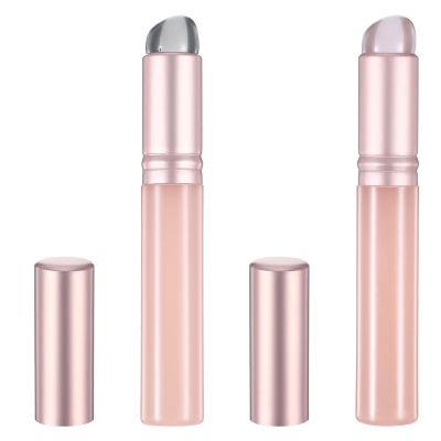 2Pcs Silicone Lip Applicators Brush, Lip Brush For Lipstick, High Elastic Makeup Tool with Cap, Makeup Beauty Tool with Lid for Women & Girl, Pink & Gray