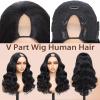 jcoolo V Part Wig Human Hair Body Wave 200% Density 16 Inch view 3