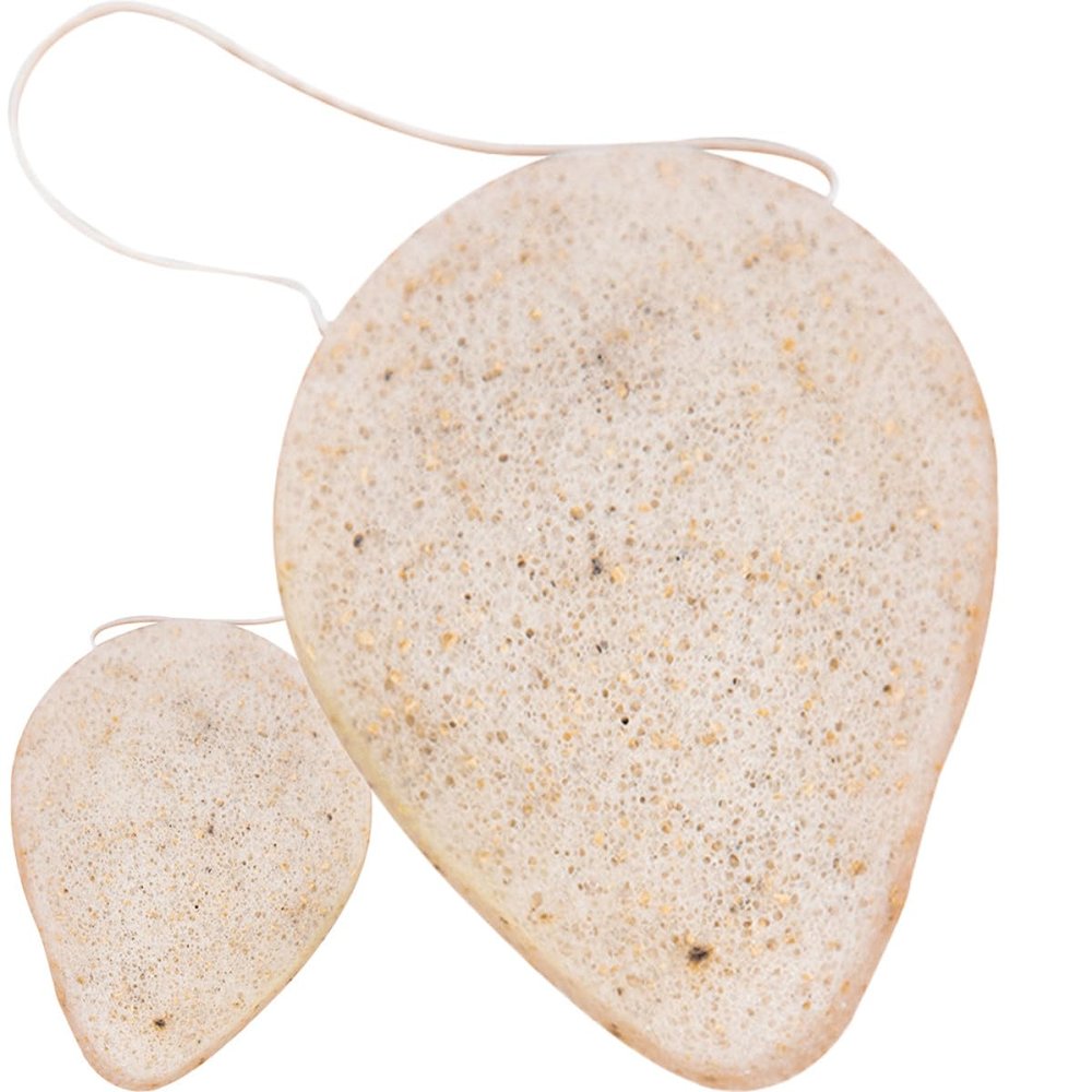 SEWACC Natural Walnut Seed Bath Sponges 2pcs Konjac Face Cleansing Pads Exfoliating Makeup Remover Sponges for Women Travel Facial Cleaning