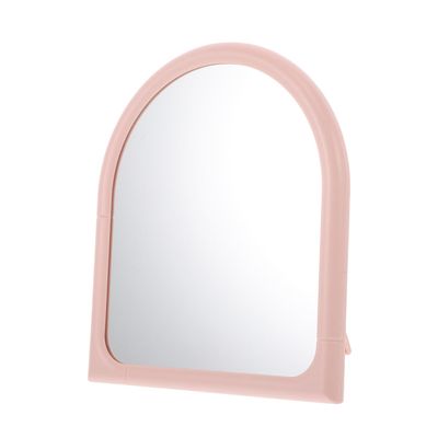 Zerodeko Foldable Beauty Mirror Portable Travel Compact Vanity Mirror Pink Irregular Shape Adjustable Angles for Bedroom and Dormitory Use