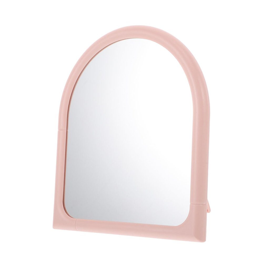 Zerodeko Foldable Beauty Mirror Portable Travel Compact Vanity Mirror Pink Irregular Shape Adjustable Angles for Bedroom and Dormitory Use