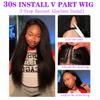 V Part Wig Human Hair Kinky Straight 30Inch 200Density Natural Black view 4