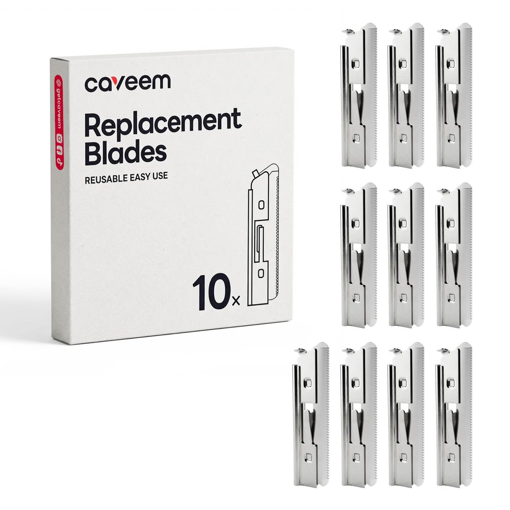 CAVEEM Eyebrow Razor Blades, 10 Replacement Blades, Premium Stainless Steel