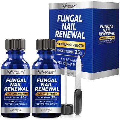 Toenail Fungus Treatment Extra Strength VTROUY 2 Bottle Nail & Toe Solution with Undecylenic Acid 25% and Tea Tree Oil 15ml 2Pcs