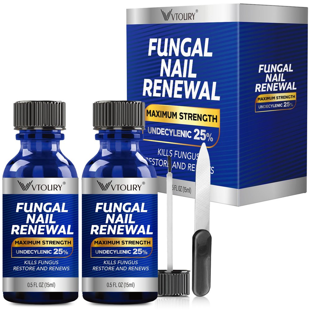 Toenail Fungus Treatment Extra Strength VTROUY 2 Bottle Nail & Toe Solution with Undecylenic Acid 25% and Tea Tree Oil 15ml 2Pcs