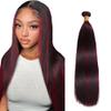 Leruikair Single #P1B/99J 26 Inch Human Hair Bundles Straight Highlight Burgundy 99J Human Hair Bundles Double Weft Unprocessed Brazilian Quick Weave Hair for Black Women view 1