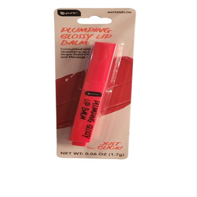 B.pure Plumping Glossy Lip Balm, Formulated with Strawberry and Grape Seed Oil and Maracuja Oil, 0.06 oz (Watermelon)