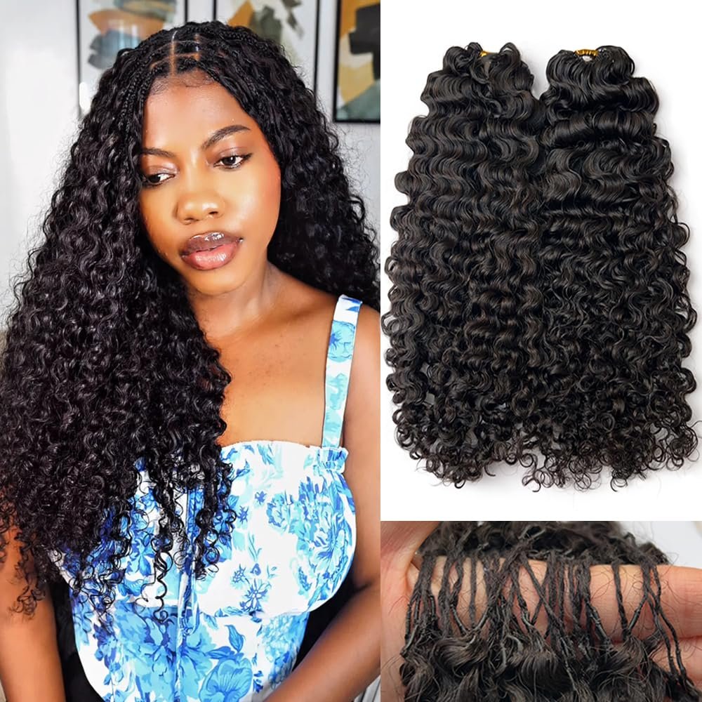 Feather Crochet Human Hair Extensions Water Deep Wave Pre Separated 100% Human Crochet Hair Bundles Burmese Curly Braiding Hair Knotless Crochet Hair for Black Women 14inch 120g