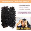 Feather Crochet Human Hair Extensions Water Deep Wave Pre Separated 100% Human Crochet Hair Bundles Burmese Curly Braiding Hair Knotless Crochet Hair for Black Women 14inch 120g view 3