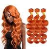 Color 350 Bundles Human Hair Ginger Body Wave Bundles 24 26 28 inch Unprocessed Peruvian Virgin Hair 3 Bundle 50g 350 Orange Body Wave Bundle view 1
