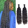 FUIBEJAE Natural Color Wave Curly Human Hair for Boho Braids Human Braiding Hair Wet And Wavy Bulk Human Hair for Braiding,2 Bundles/Pack(1B#),22 24inch view 1