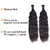FUIBEJAE Natural Color Wave Curly Human Hair for Boho Braids Human Braiding Hair Wet And Wavy Bulk Human Hair for Braiding,2 Bundles/Pack(1B#),22 24inch view 3