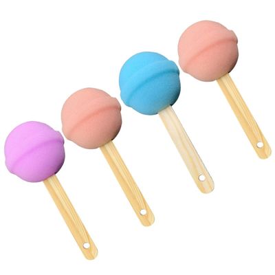 HIAKDOFT 4pcs High Density Bathing Lollipop Sponges with Long Handle Back Scrubber for Showering, Exfoliating Bath Sponge Set for Women and Men Body Cleaning Random Color Random Color