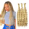 613 Human Braiding Hair For Boho Braids Honey Blonde Deep Wave Bulk Human Hair For Braiding No Weft 3 Braids Per Pack 27 Mixed With 613 Color 14 14 14 Inch view 1