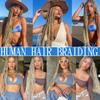 613 Human Braiding Hair For Boho Braids Honey Blonde Deep Wave Bulk Human Hair For Braiding No Weft 3 Braids Per Pack 27 Mixed With 613 Color 14 14 14 Inch view 2