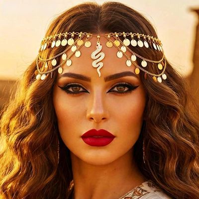 Kilshye Sequin Head Chain Gold Snake Headpiece Festival Costume Headband for Women