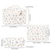 3Pcs Large Makeup Bag for Women, Quilted Floral Cotton Travel Toiletry Bag & Cosmetic Organizer Pouch for Skincare, Brushes view 3