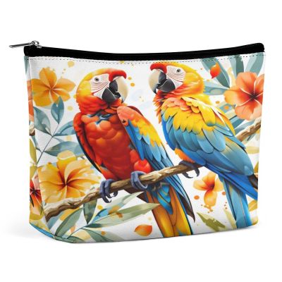 Sturin Beautiful Parrot Bird Bag Makeup Bag Cosmetic Bags Handbag Portable Toiletry Pouch for Women 6.8X5.9X2.3 In
