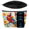 Sturin Beautiful Parrot Bird Bag Makeup Bag Cosmetic Bags Handbag Portable Toiletry Pouch for Women 6.8X5.9X2.3 In view 3