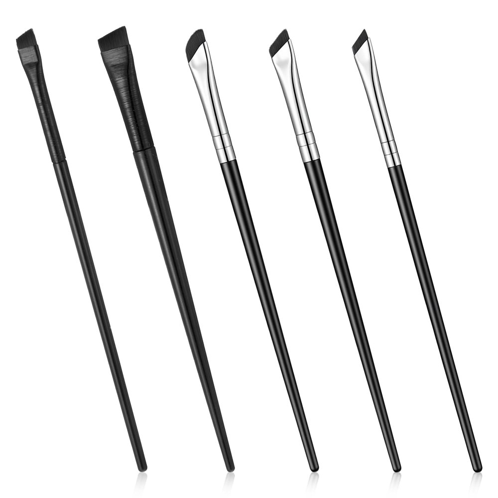 5Pcs Angled Eyeliner Brush Angled Eyebrow Brush Thin Eyeliner Brushes Angle Eye Brow Brushes Thin Concealer Brushs Eye Makeup Brushs for Women, Black