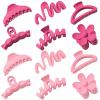 12 Pcs Claw Clips, Multi-Shapes Hair Clips for Women, Non-Slip Large Jaw Claw Clips for Thick Thin Curly Hair Accessories (Pink + Hot Pink) view 1