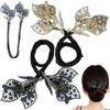 Hair Bun Clip 2PCS 11.4 Inch Rhinestone Hair Bun Roller Retro Elegant Lazy Clips for Twist Accessories for Women Girl Daily Use view 3