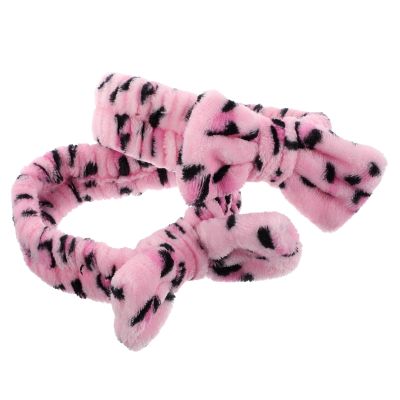 MAGICLULU 2pcs Leopard Print Coral Fleece Soft Headbands for Women, Plush Bowknot Hairbands Spa Hair Bands for Face Washing and Makeup, Vintage Shower Hair Accessories