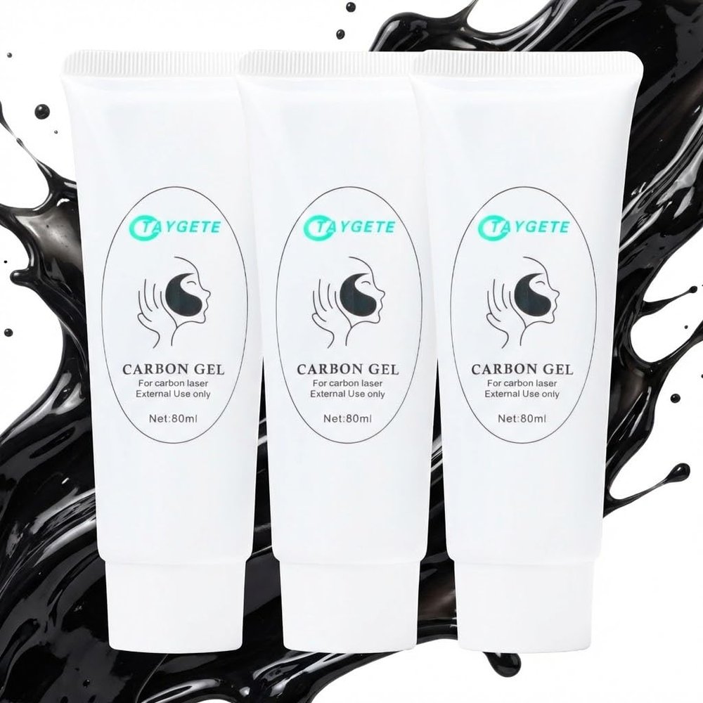 Carbon Facial Gel Set 3PCS Laser Hair Removal Cooling Formula, Carbone Black Cream Remover, Face Peeling Skincare for Daily Use, Suitable All Skin Types (3)