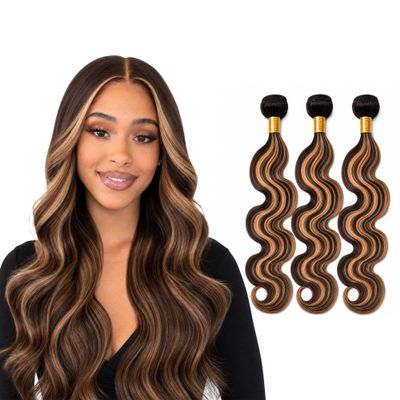 Biliisyff Ombre Body Wave Human Hair Honey Blonde P4/27, 30 32 34 Inch