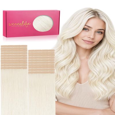 WENNALIFE 3.15 inch Wide Tape in Hair Extensions Human Hair, Tape in Weft
