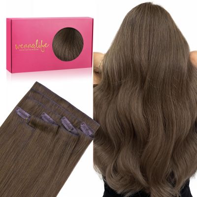 WENNALIFE Invisible Edge Seamless Clip in Hair Extensions Real Human Hair