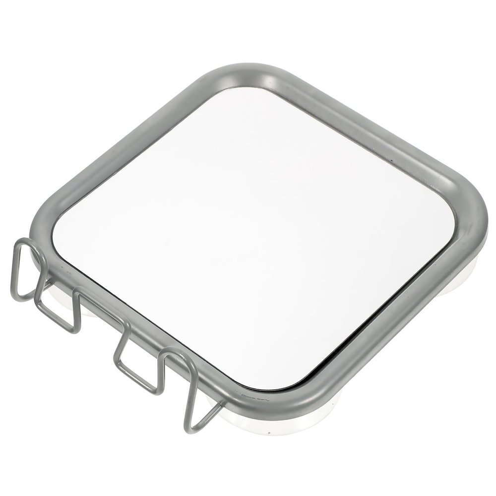 TOVINANNA Suction Cup Shower Mirror with Hook, Fogless Shaving Mirror for Bathroom, Silver Wall-Mounted Razor Holder for Men and Women