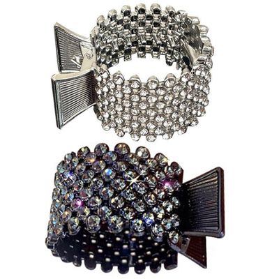 AUTSUPPL 2pcs Rhinestone Ponytail Hair Clips High Ponytail Holder Claw Clips for Women Hair Accessories Silver and Dark Claws for Elegant Updo and Daily Styling