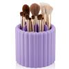 Rotating Makeup Brush Holder Organizer with Removable Dividers, Purple view 1