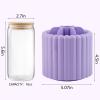 Rotating Makeup Brush Holder Organizer with Removable Dividers, Purple view 4