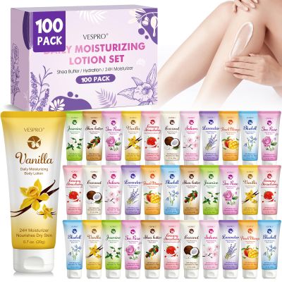 100 Pack Mini Body Lotion Gift Bulk for Dry Skin, Body Moisturizer Lotion