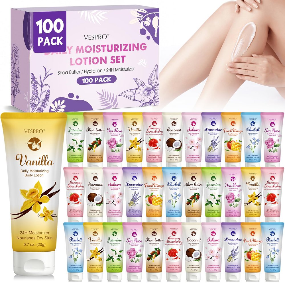 100 Pack Mini Body Lotion Gift Bulk for Dry Skin, Body Moisturizer Lotion